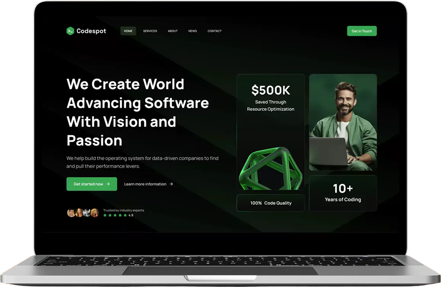 Website design on laptop