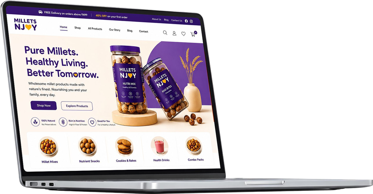 Website on laptop